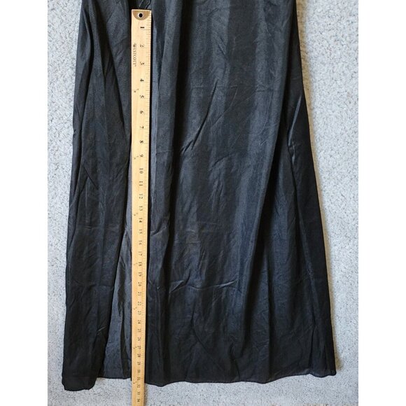 Vtg Joie De Vie Nylon Satin Nightgown Plunging Lace High Slit Sexy Black Petite - Picture 11 of 16